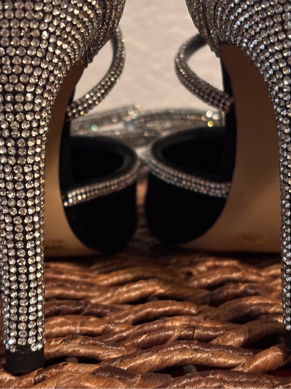 Gianni Bini Black Rhinestone Bow Heels | Crystal Embellished Stiletto | Size 6 - Picture 7 of 10